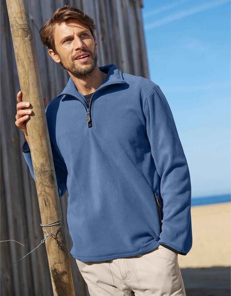 Sweat col camionneur maille micropolaire (bleu jean) Sweat col camionneur maille micropolaire (bleu jean)