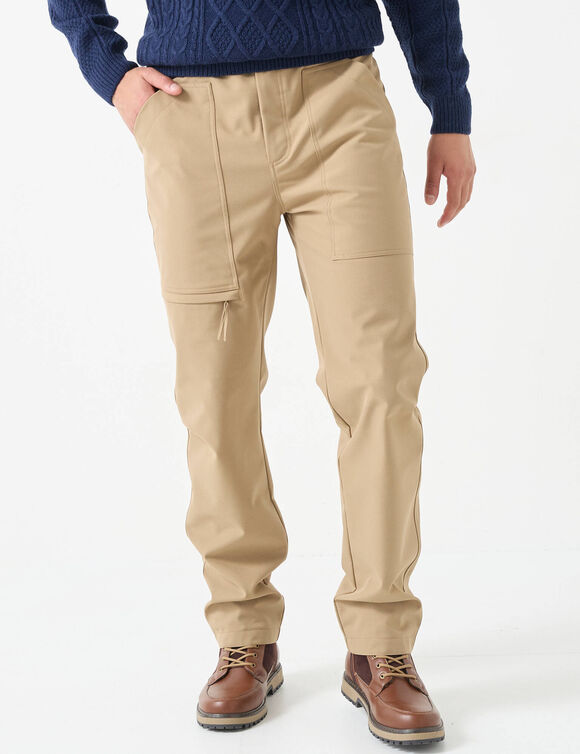 Pantalon multipoches ripstop intérieur micropolaire (beige foncé)