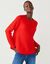 Pull &eacute;vas&eacute; col rond &agrave; c&ocirc;tes en biais, maille anglaise (rouge)