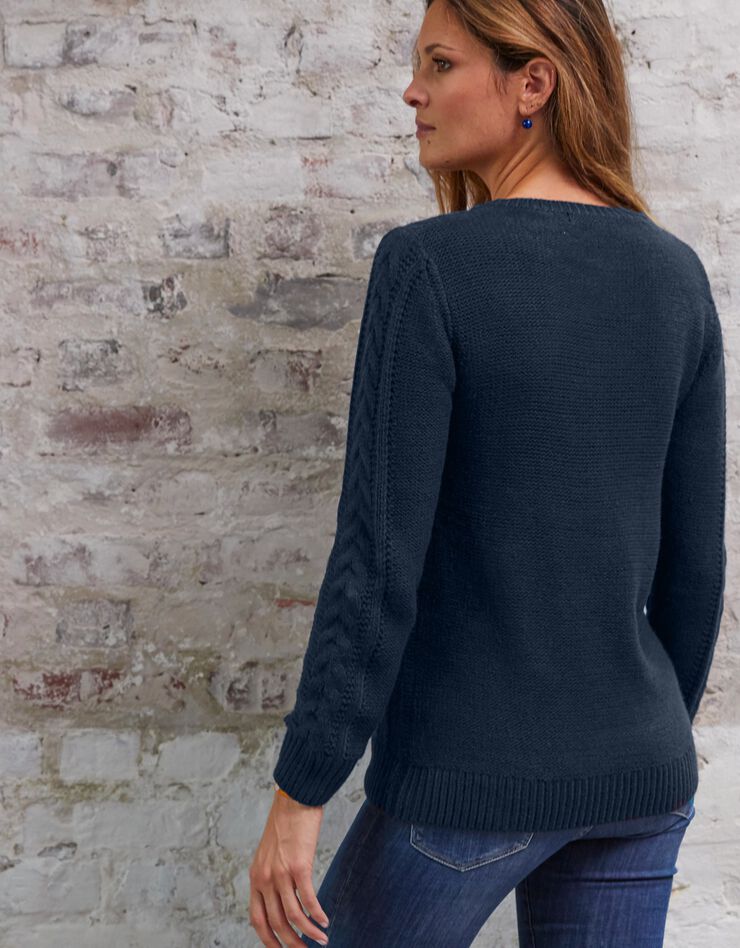 Cardigan femme boutonné torsadé toucher cachemire (marine) Cardigan femme boutonné torsadé toucher cachemire (marine)