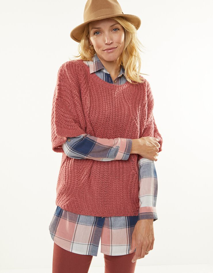 Pull poncho manches coudes (tomette)