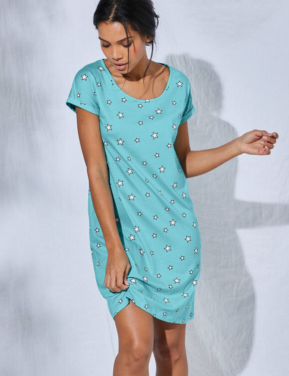 Chemise de nuit imprimé ville étoilée - lot de 2 (anthracite + aqua)