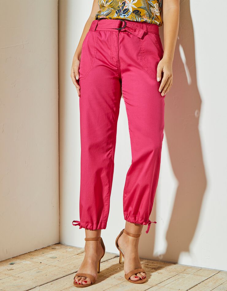 Pantacourt droit coton coloré ou denim léger (fuchsia) Pantacourt droit coton coloré ou denim léger (fuchsia)
