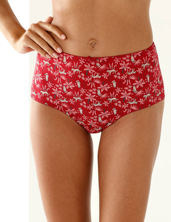 Culotte maxi coton stretch imprim&eacute; "panth&egrave;re" - lot de 4 (rouge)
