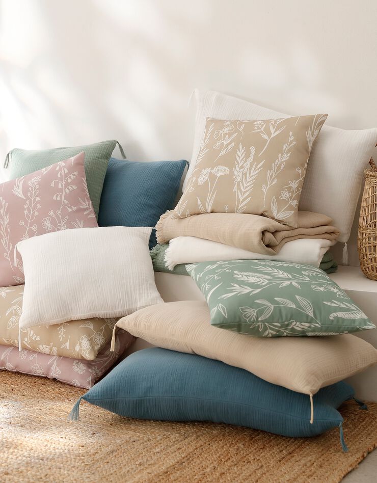 Housse de coussin imprimé bucolique Alessia - lot de 2 (beige)