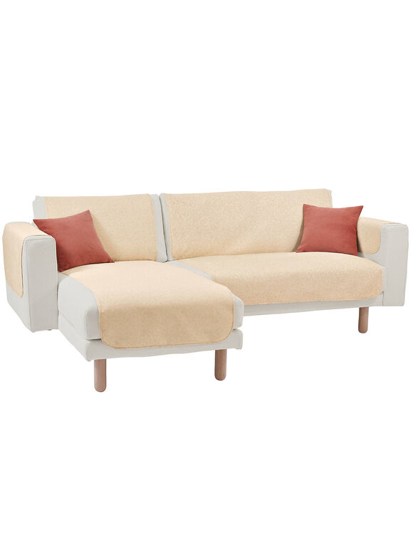 Protège-salon faux-uni antiglisse (écru)