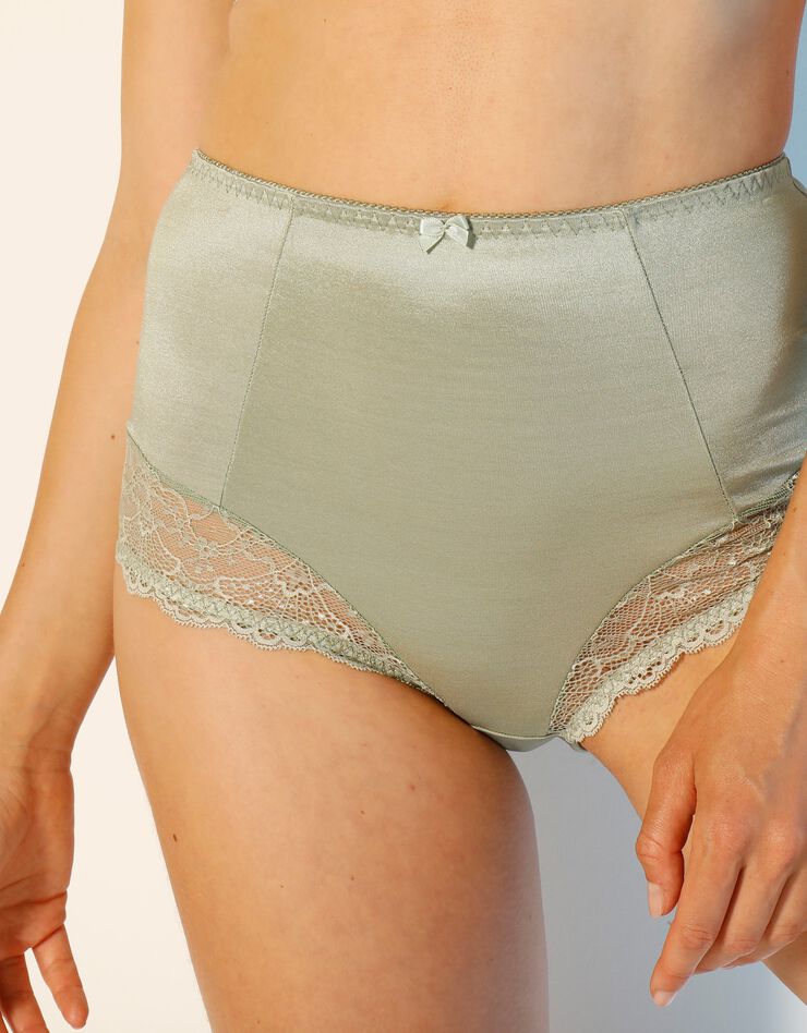 Gainette maille satinée et dentelle Salford - lot de 2 (kaki + tilleul) Gainette maille satinée et dentelle Salford - lot de 2 (kaki + tilleul)