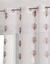 Voilage brodé plumes (blanc / terracotta)