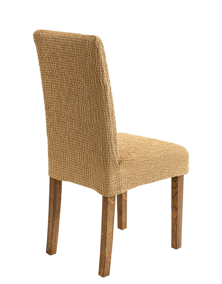 Housse extensible jacquard gaufré pour chaise  (beige foncé)