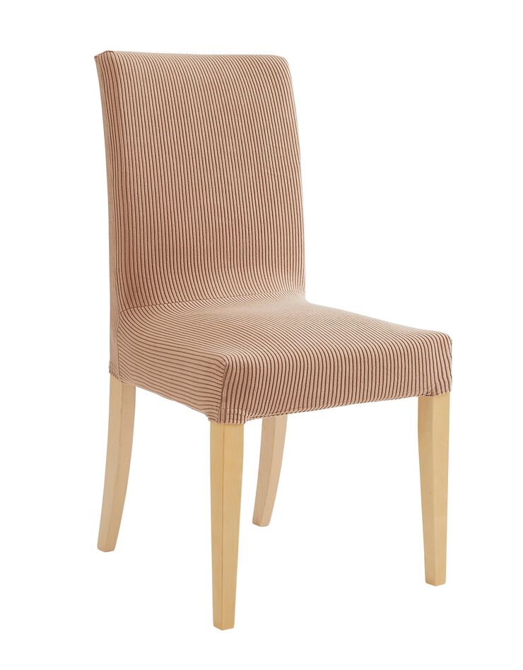 Housse de chaise bi-extensible velours côtelé (beige)