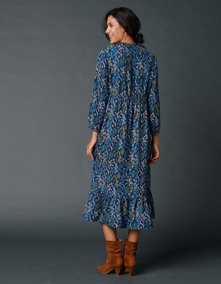 Robe imprimée col V (marine / vert) Robe imprimée col V (marine / vert)