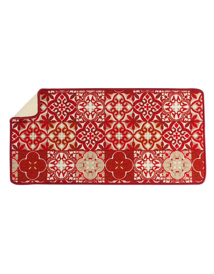Tapis cuisine motif carreaux de ciment (rouge) Tapis cuisine motif carreaux de ciment (rouge)