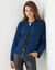 Gilet fa&ccedil;on veste, maille fantaisie (bleu nuit)