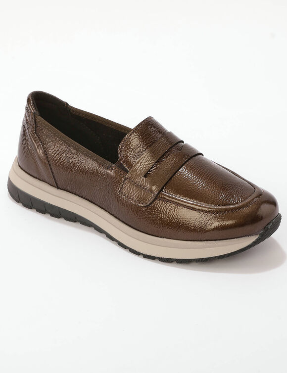 Mocassins compens&eacute; grande largeur (chocolat)