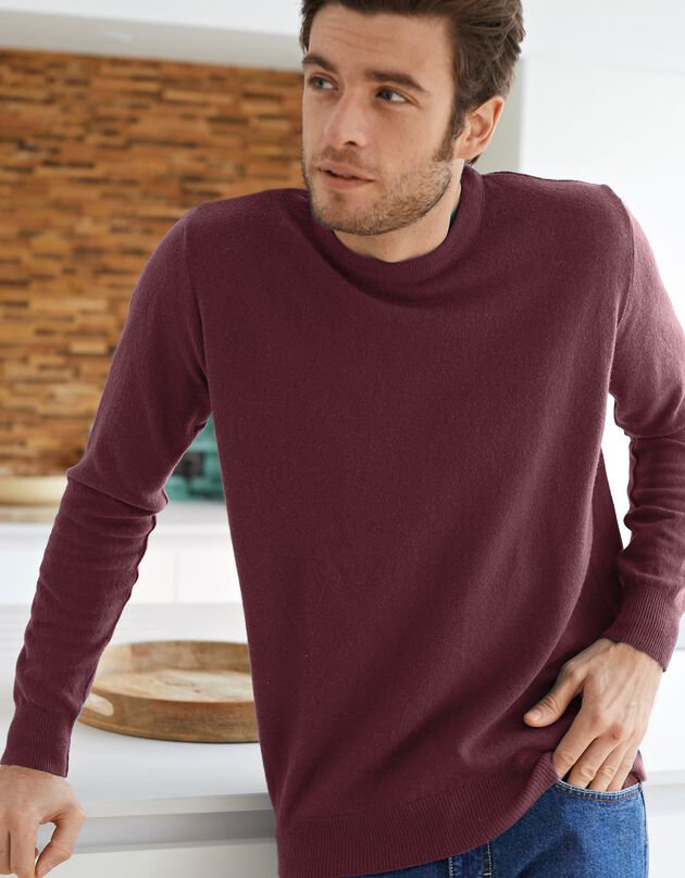 Pull uni col rond (bordeaux)