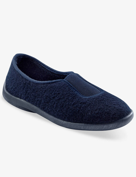 Chaussons ballerines unis - polaires élastiquées (marine)