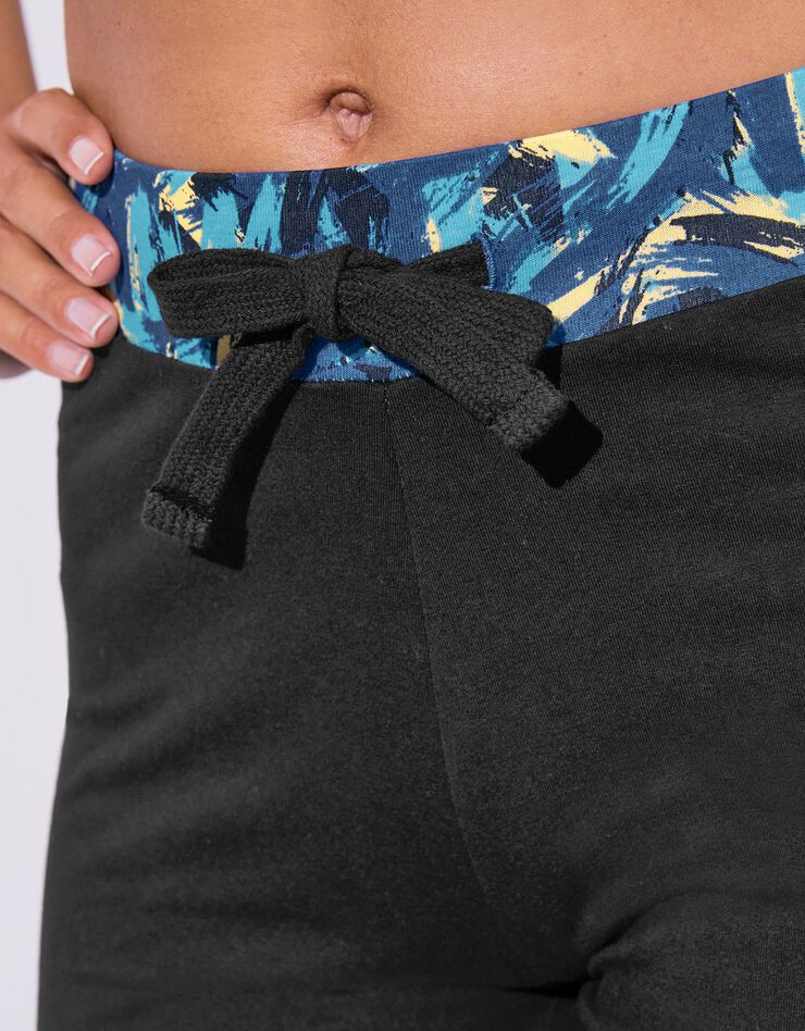 Pantalon droit à taille imprimée (noir / turquoise)