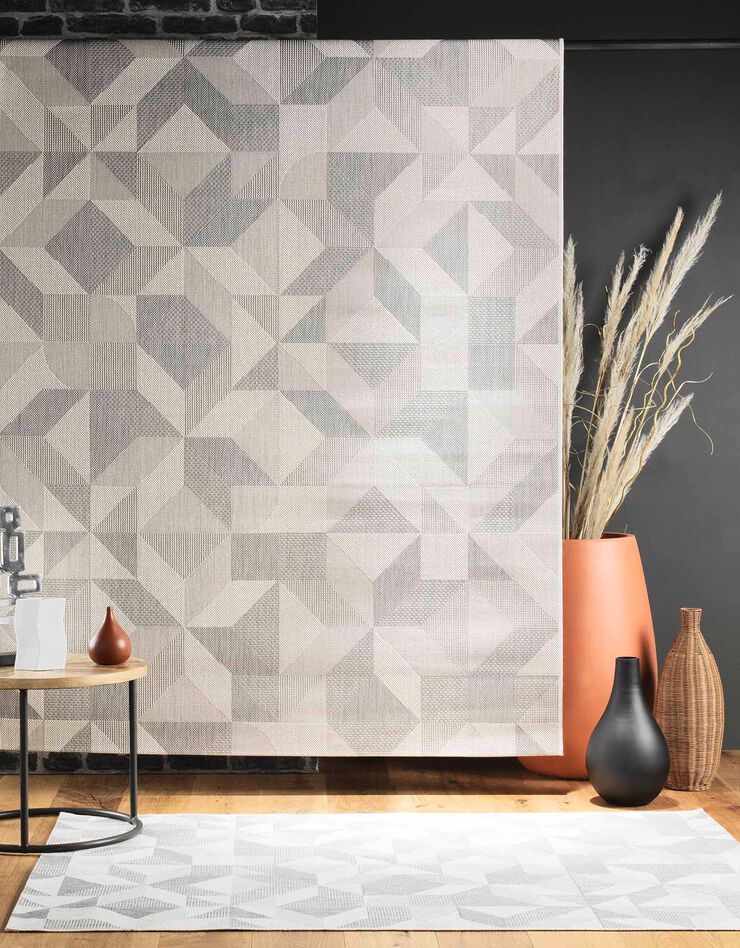 Tapis décoratif rectangulaire, motif graphique (gris)
