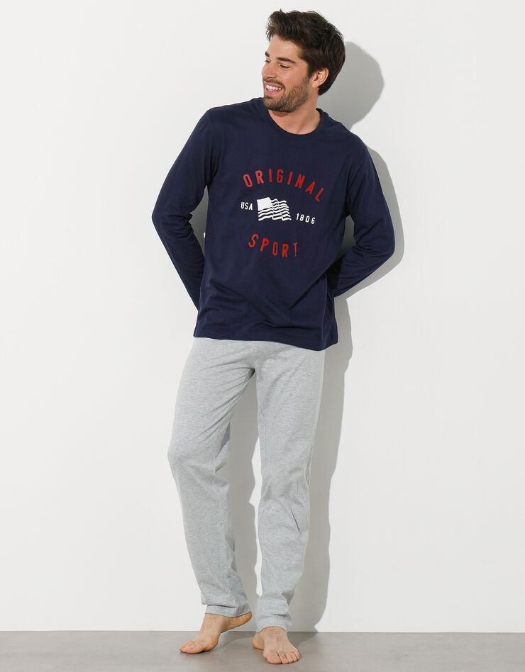 Tee-shirt de pyjama manches longues imprimé (marine) Tee-shirt de pyjama manches longues imprimé (marine)