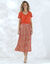 Jupe plissée satin imprimé (orange / rose)