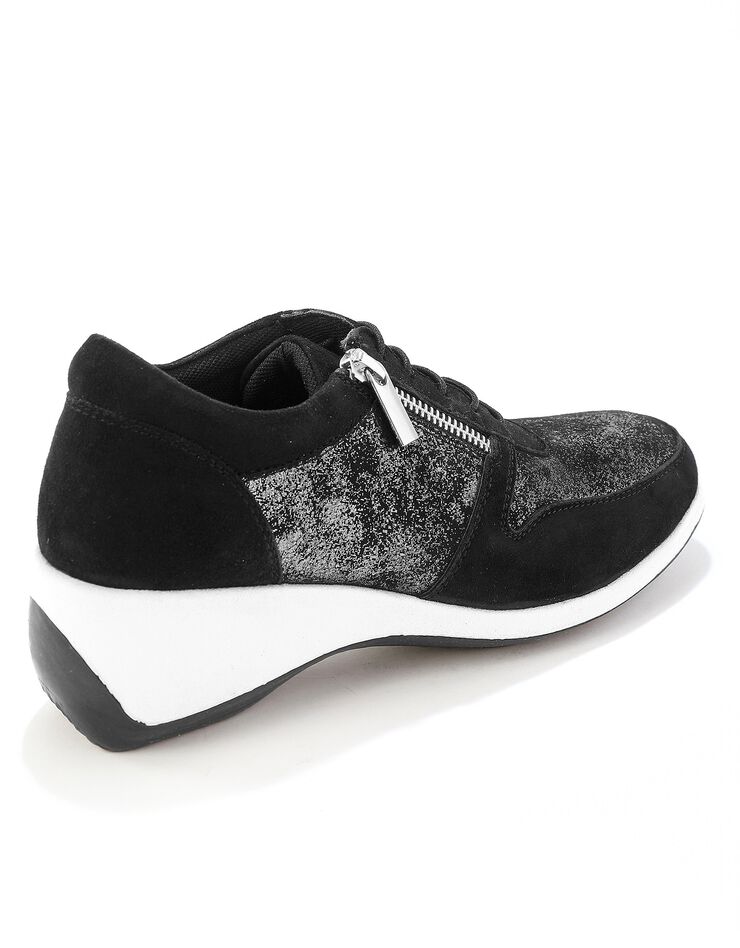 Baskets zippées compensées en cuir femme (noir) Baskets zippées compensées en cuir femme (noir)