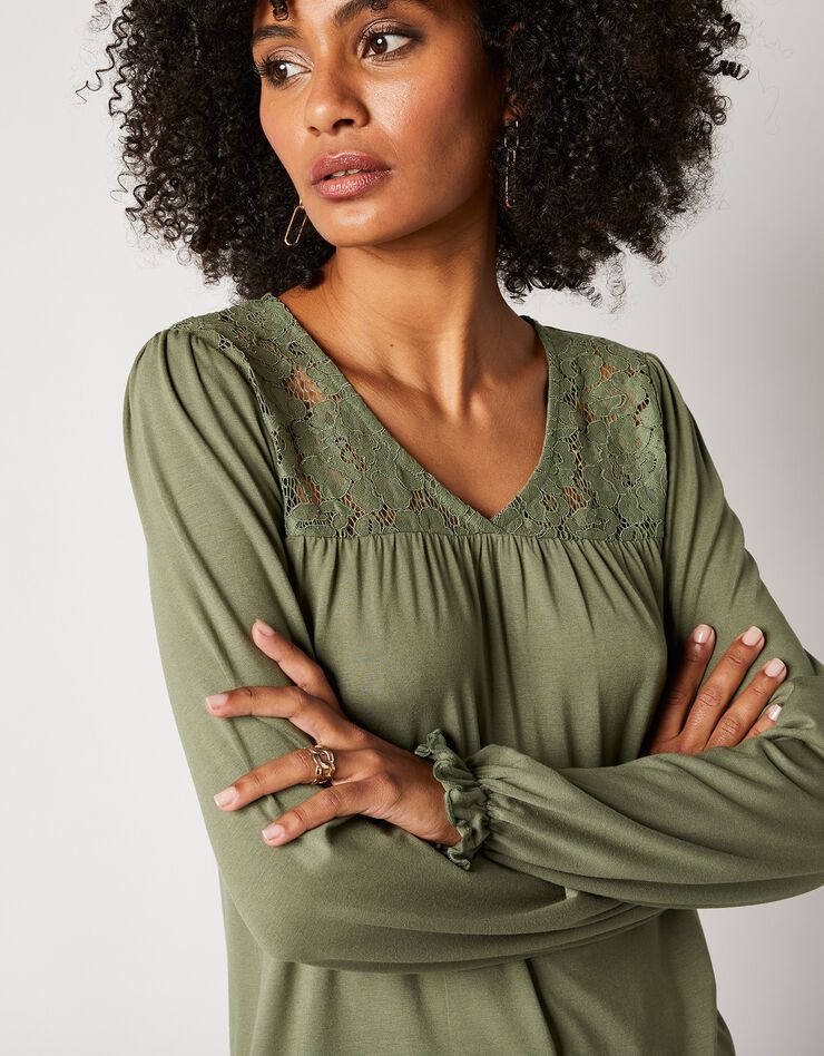 Tunique col V dentelle jersey (bronze) Tunique col V dentelle jersey (bronze)