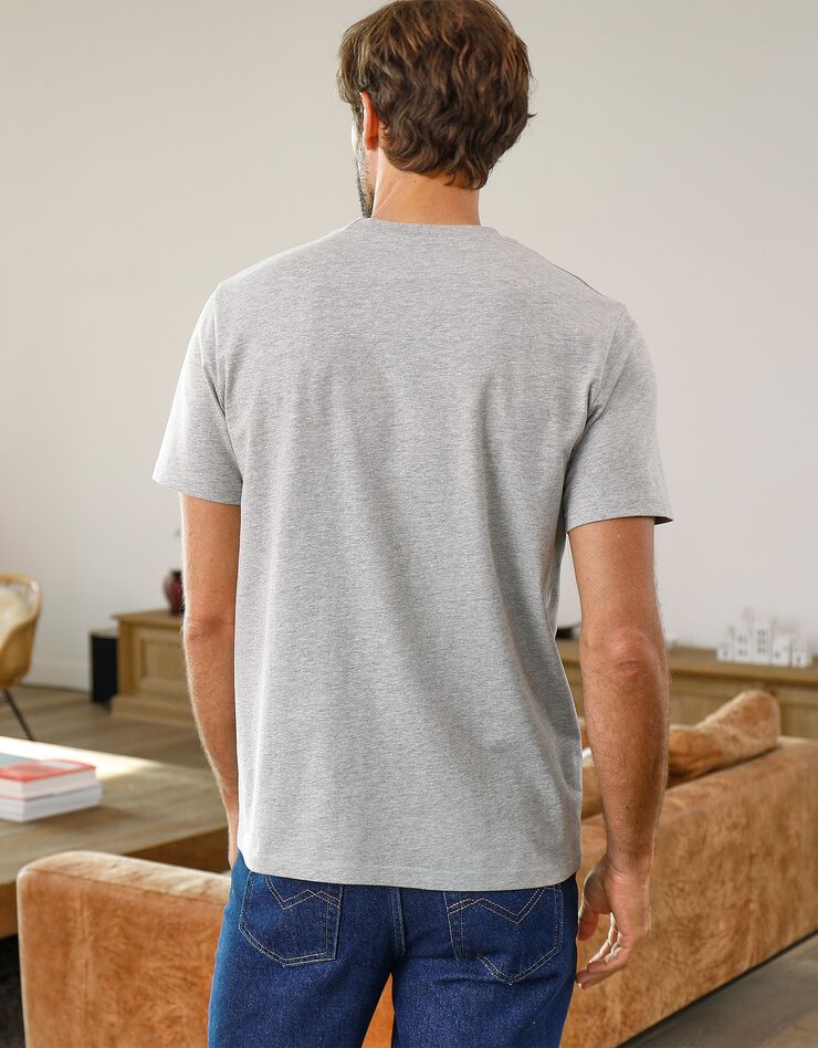 Tee-shirt col rond manches courtes - lot de 3 (bleu gris + taupe + gris)