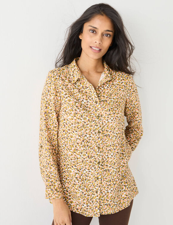 Chemise liquette imprimé minimaliste (chocolat / corail)