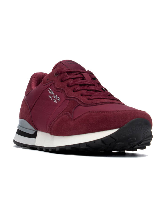 Baskets homme empi&egrave;cements contrast&eacute;s  (bordeaux)