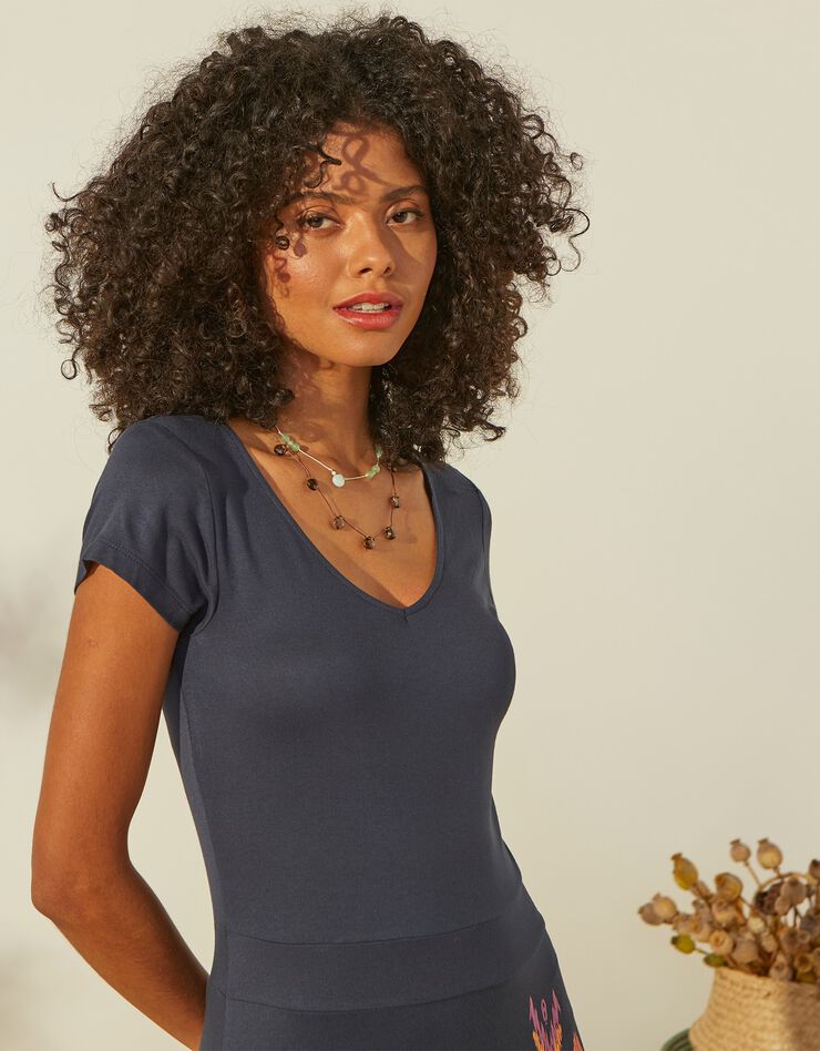 Robe courte, imprimé en base (marine / corail) Robe courte, imprimé en base (marine / corail)