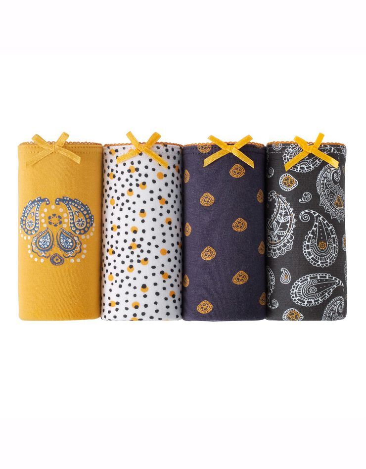 Slip coton imprimé gamme "cachemire" - lot de 4 (curry / gris) Slip coton imprimé gamme "cachemire" - lot de 4 (curry / gris)