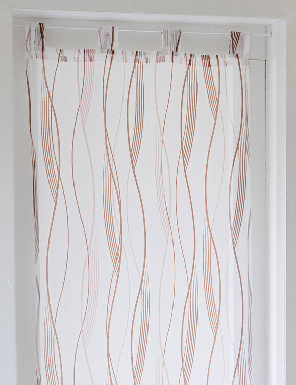 Vitrage voile imprimé vagues finition pattes (terracotta)