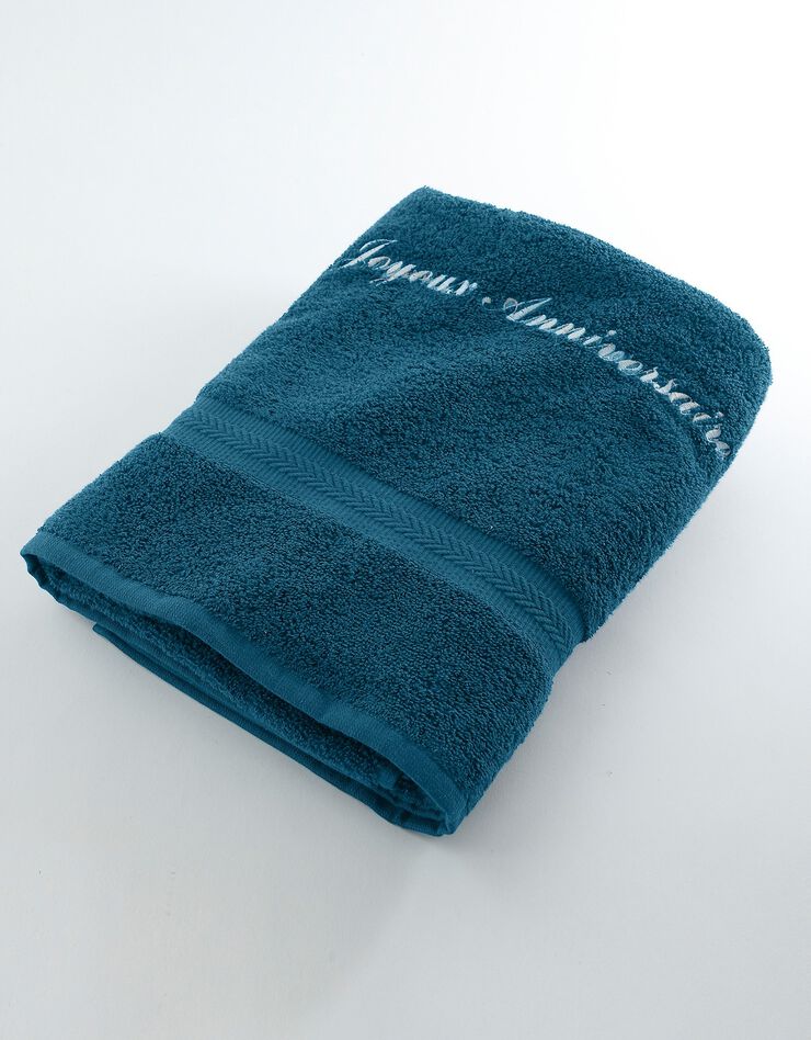 Serviette éponge personnalisable confort moelleux (bleu paon)