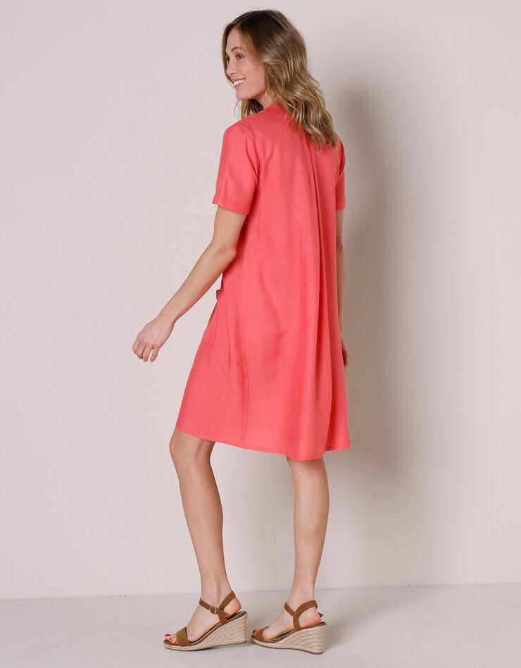 Robe courte évasée unie (corail)