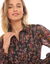 Robe-chemisier longue en voile jacquard imprimé floral (noir / violine)