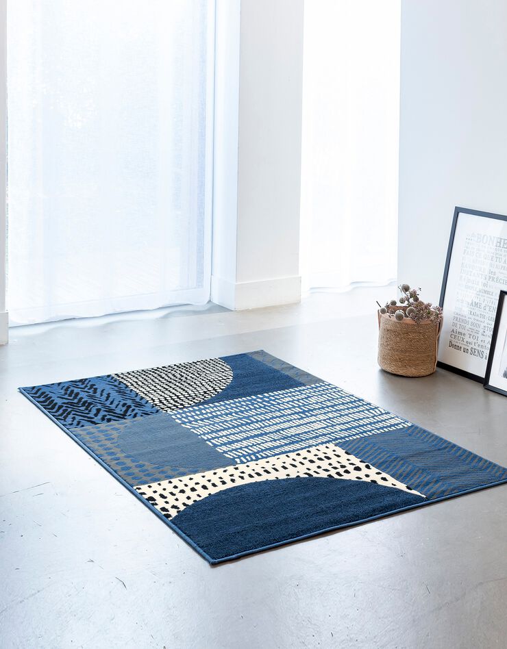Tapis décoratif motif géométrique (jeans)