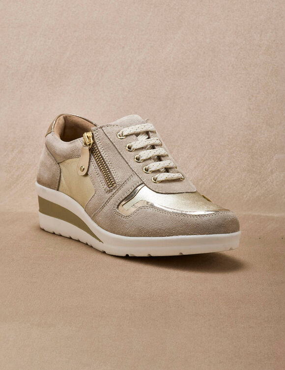 Derbies &agrave; lacets, petit compens&eacute; (dor&eacute;)