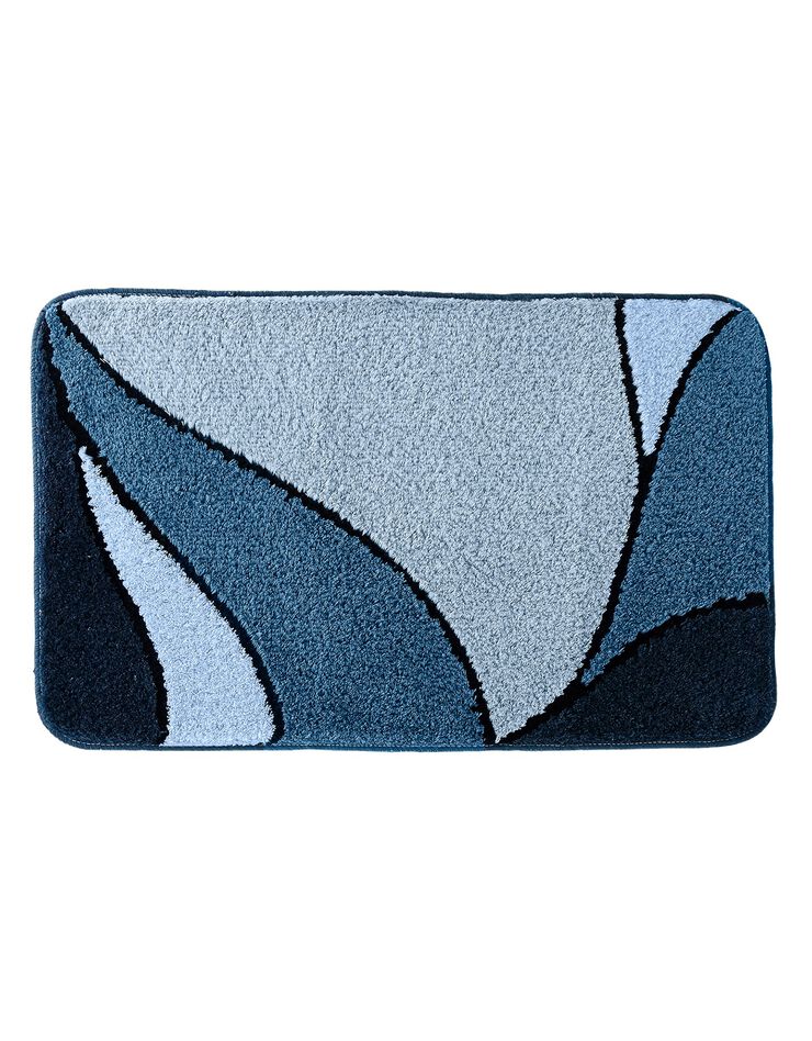 Tapis de bain motif végétal (bleu)