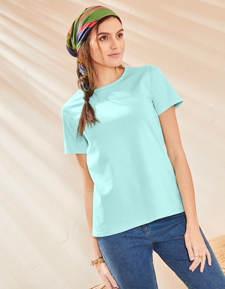 Tee-shirt manches courtes uni (aqua)