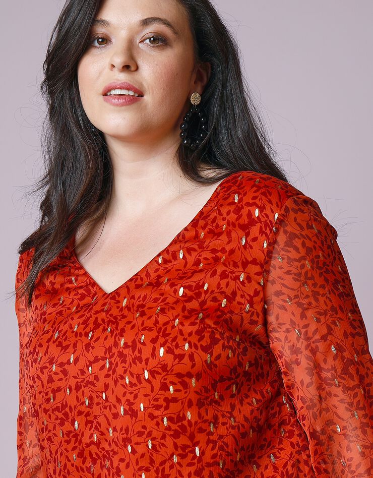 Robe trapèze imprimé minimaliste, voile (caramel) Robe trapèze imprimé minimaliste, voile (caramel)
