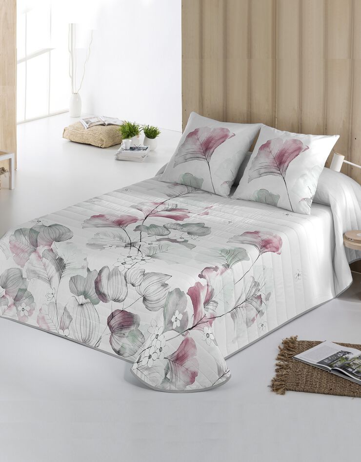 Couvre-lit matelassé imprimé bourgeons <br/> (blanc) Couvre-lit matelassé imprimé bourgeons <br/> (blanc)