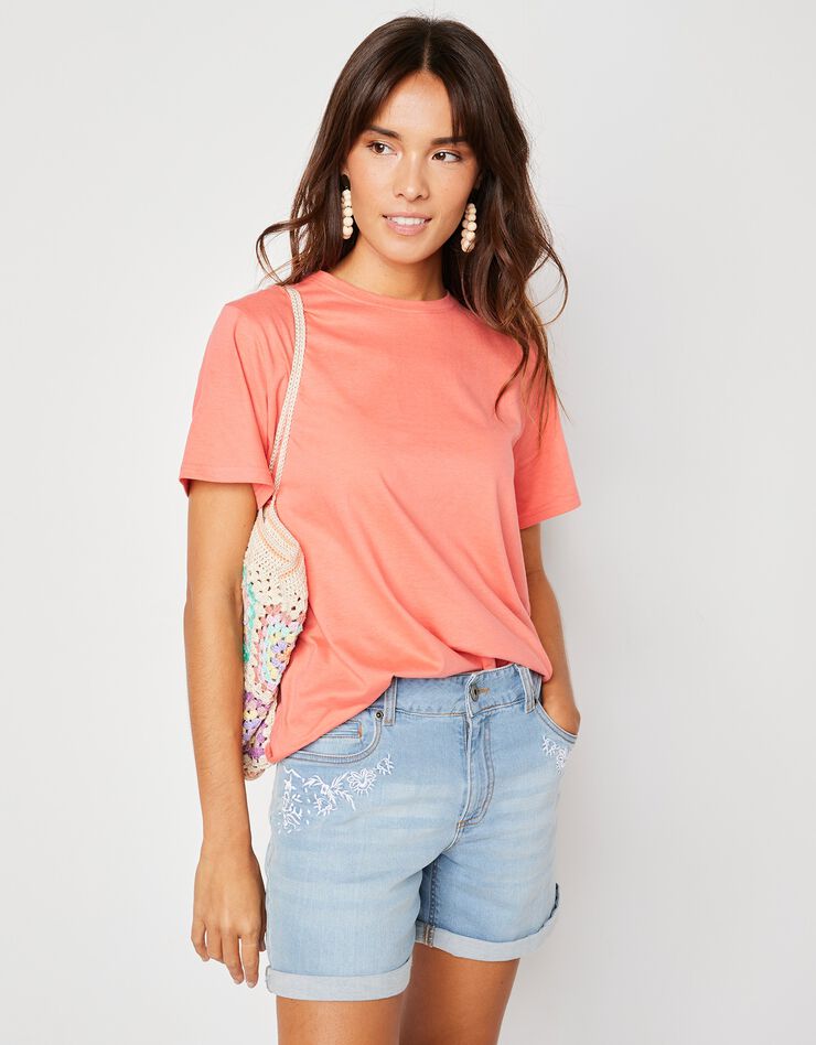 Tee-shirt "loose" en coton, uni (mandarine) Tee-shirt "loose" en coton, uni (mandarine)