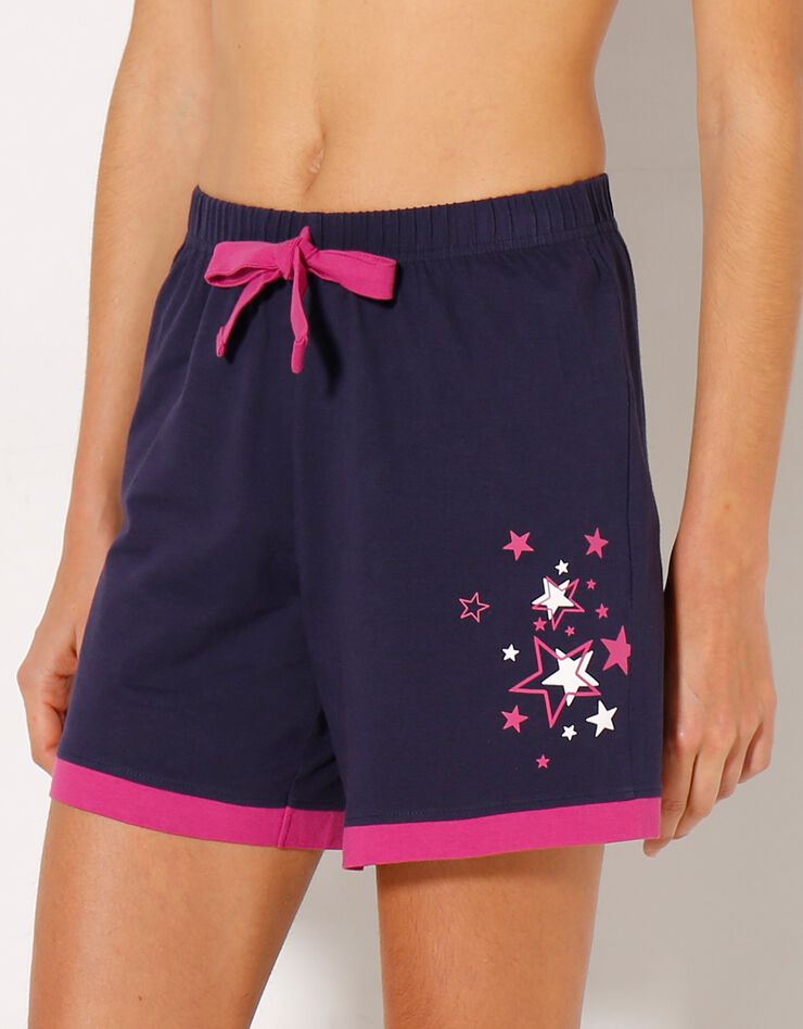 Short uni + étoiles - jersey coton (marine) Short uni + étoiles - jersey coton (marine)