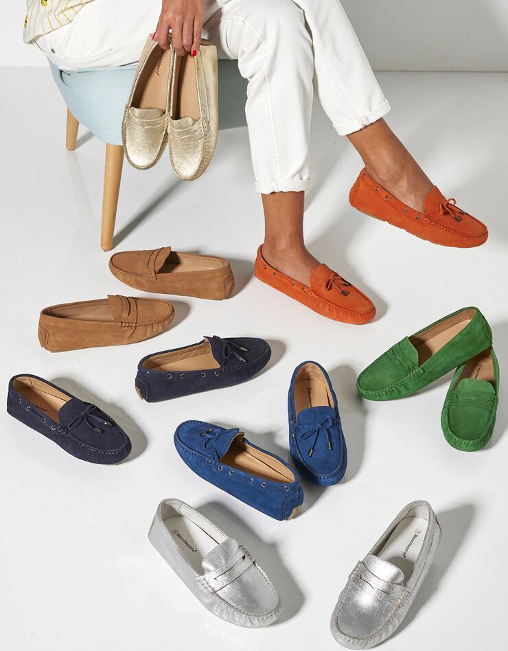 Mocassins en cuir velours (beige)