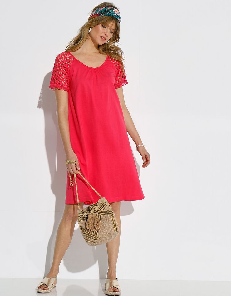 Robe maille manches courtes macramé (grenadine) Robe maille manches courtes macramé (grenadine)