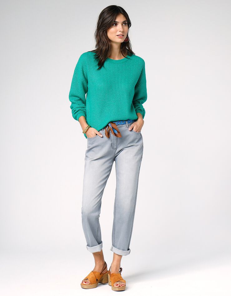 Pull boîte manches longues, maille anglaise (vert)