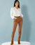 Pantalon droit à découpes, Spécial Petites (noisette)