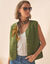 Veste sans manches, maille bouclette (kaki)