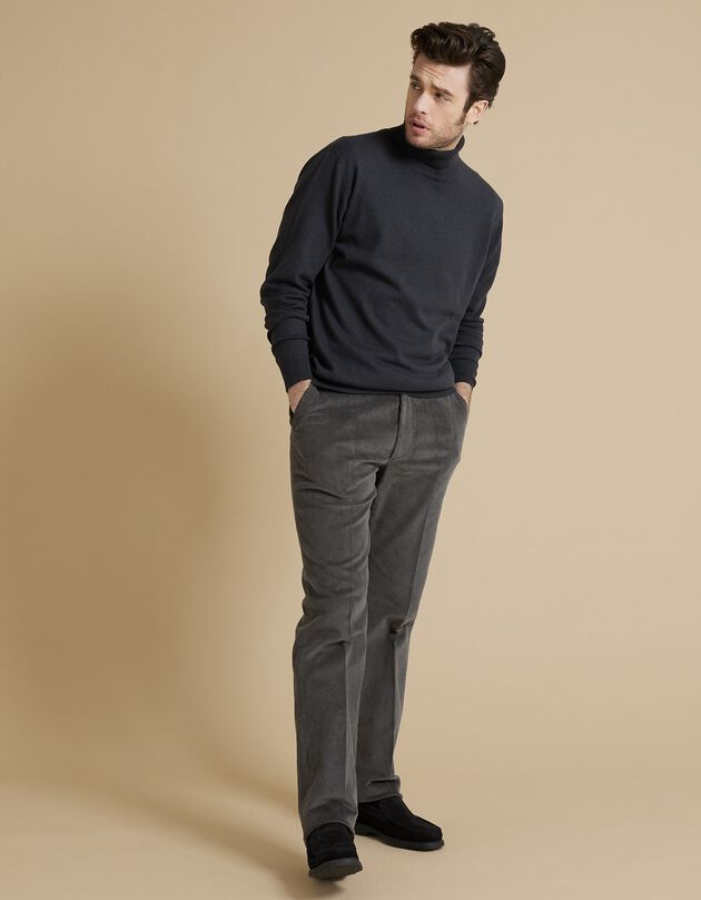 Pantalon velours taille élastiquée sans pince (gris)