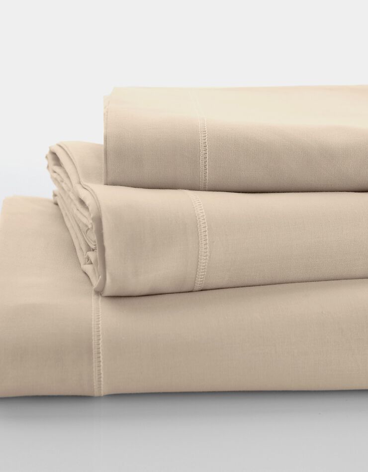 Linge de lit uni polycoton (sable)